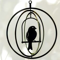 Bird in Circle Cage - Decorative Garden Art