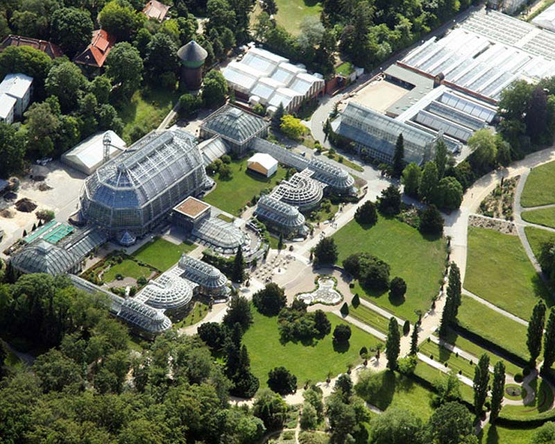 Aerial view of the glasshouses - Berlin Botanical Gardens