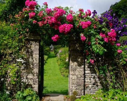 Summer roses adorn Gate to Garden - Cerney Gardens