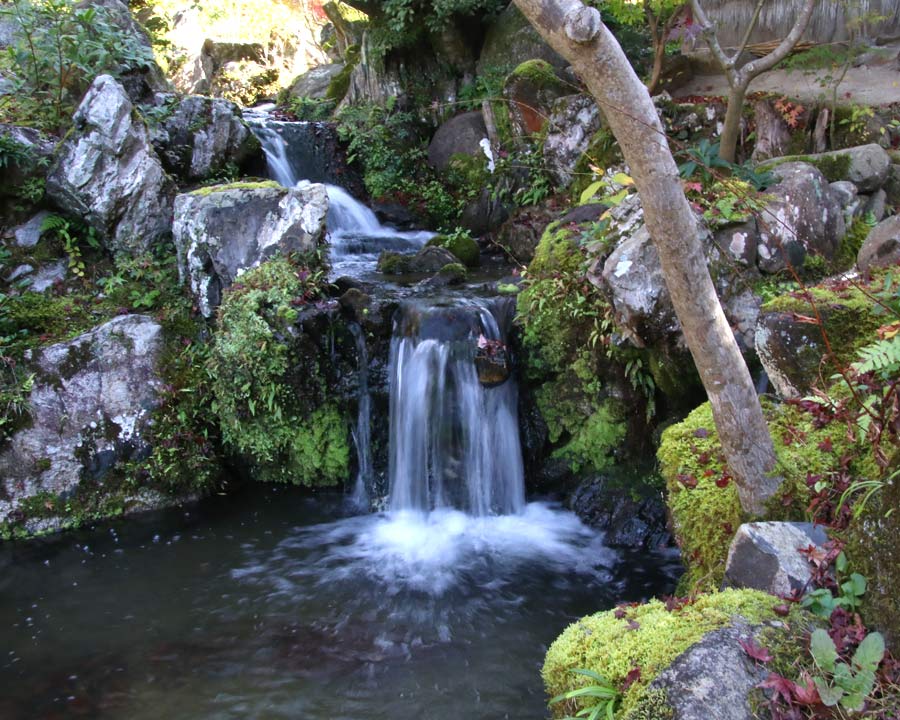 Isuien Garden - Waterfalls flow into streams that feed the lake.