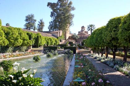 Splendid Moorish Alcazar Gardens featuring, as always, water as a central focus. - photo Jill Triay