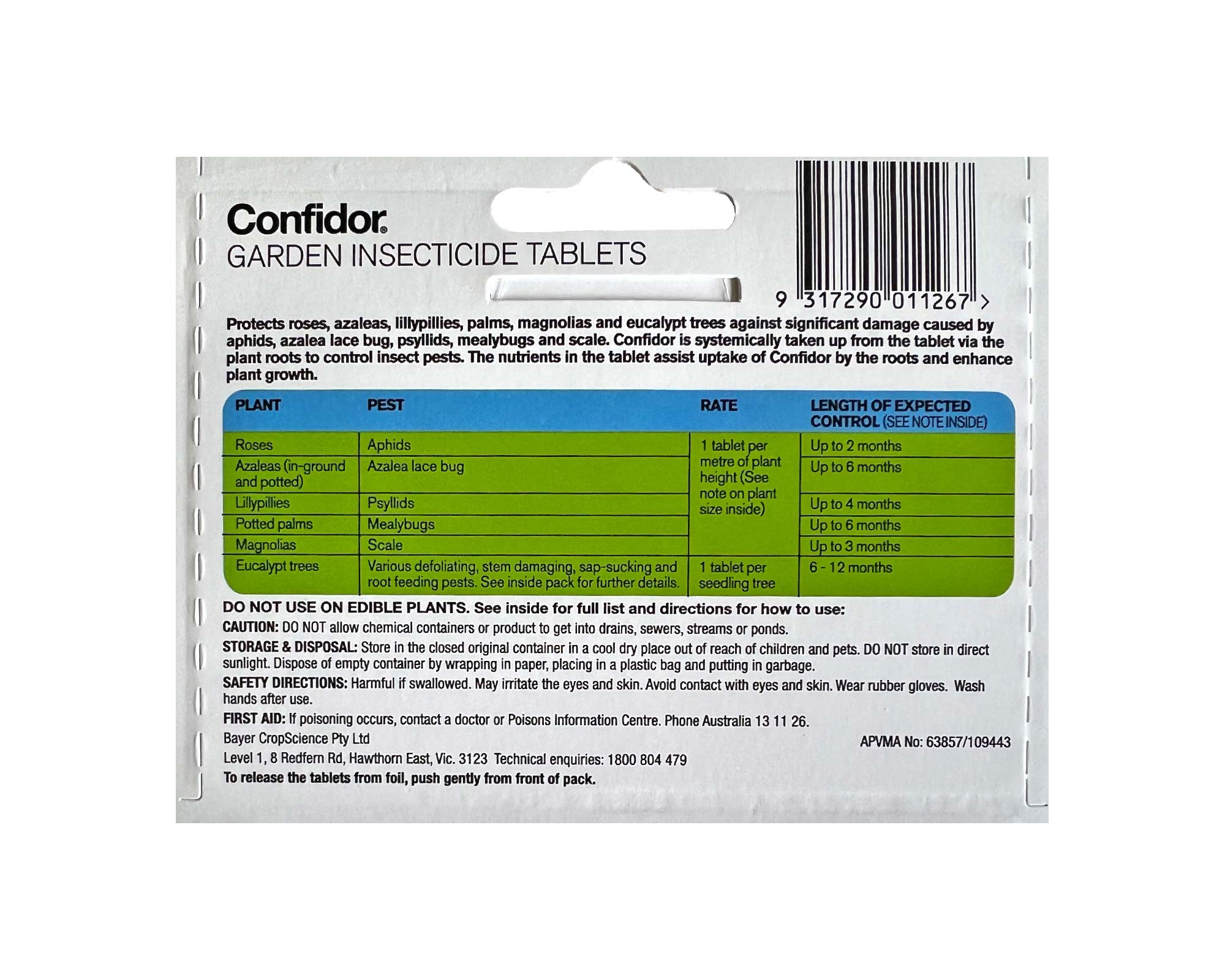 Instructions - 8 Pack - Confidor Tablets