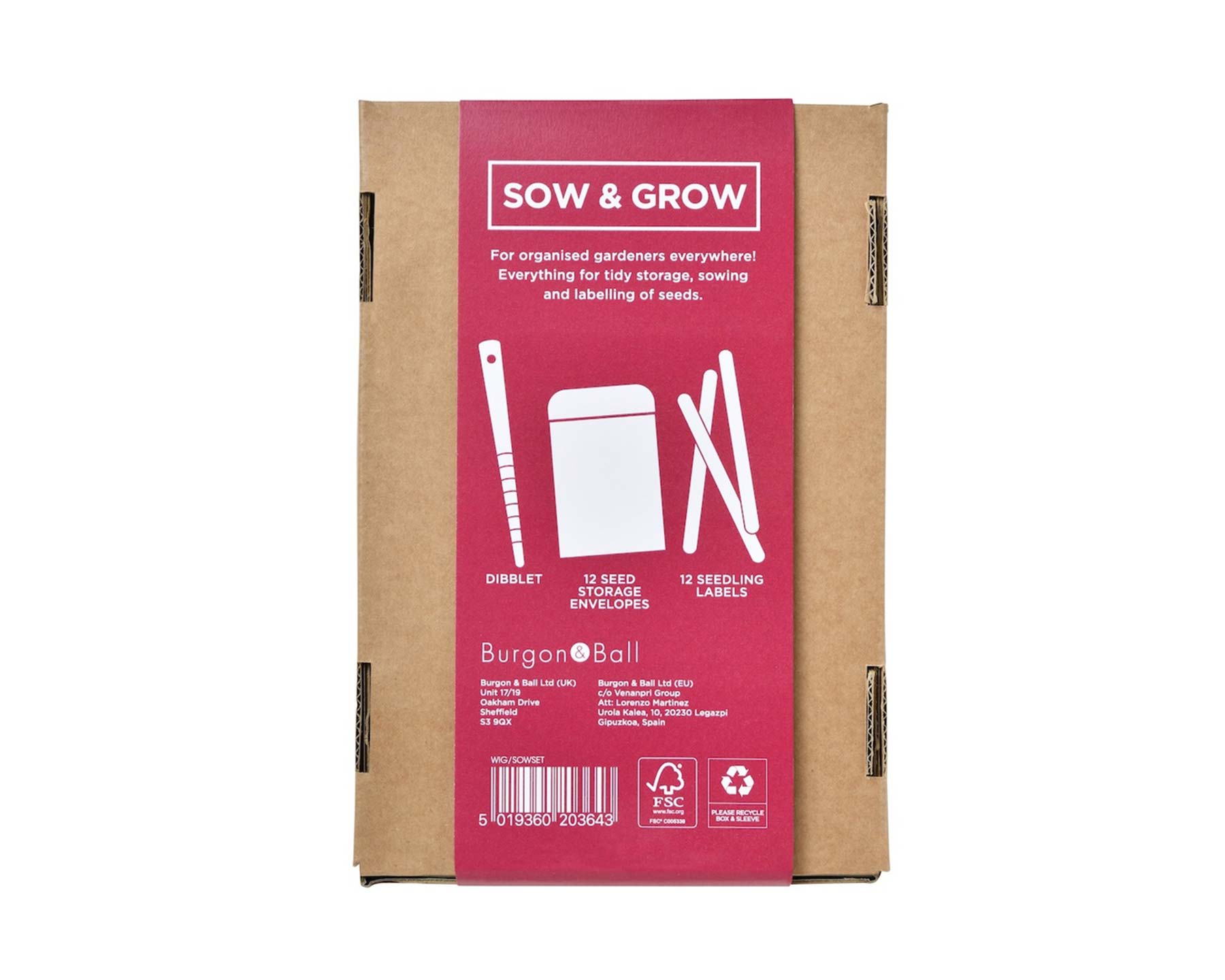 The Sow and Grow set from Burgon and Ball contains a dibblet, 12 seedling labels and 12 seed storage envelopes