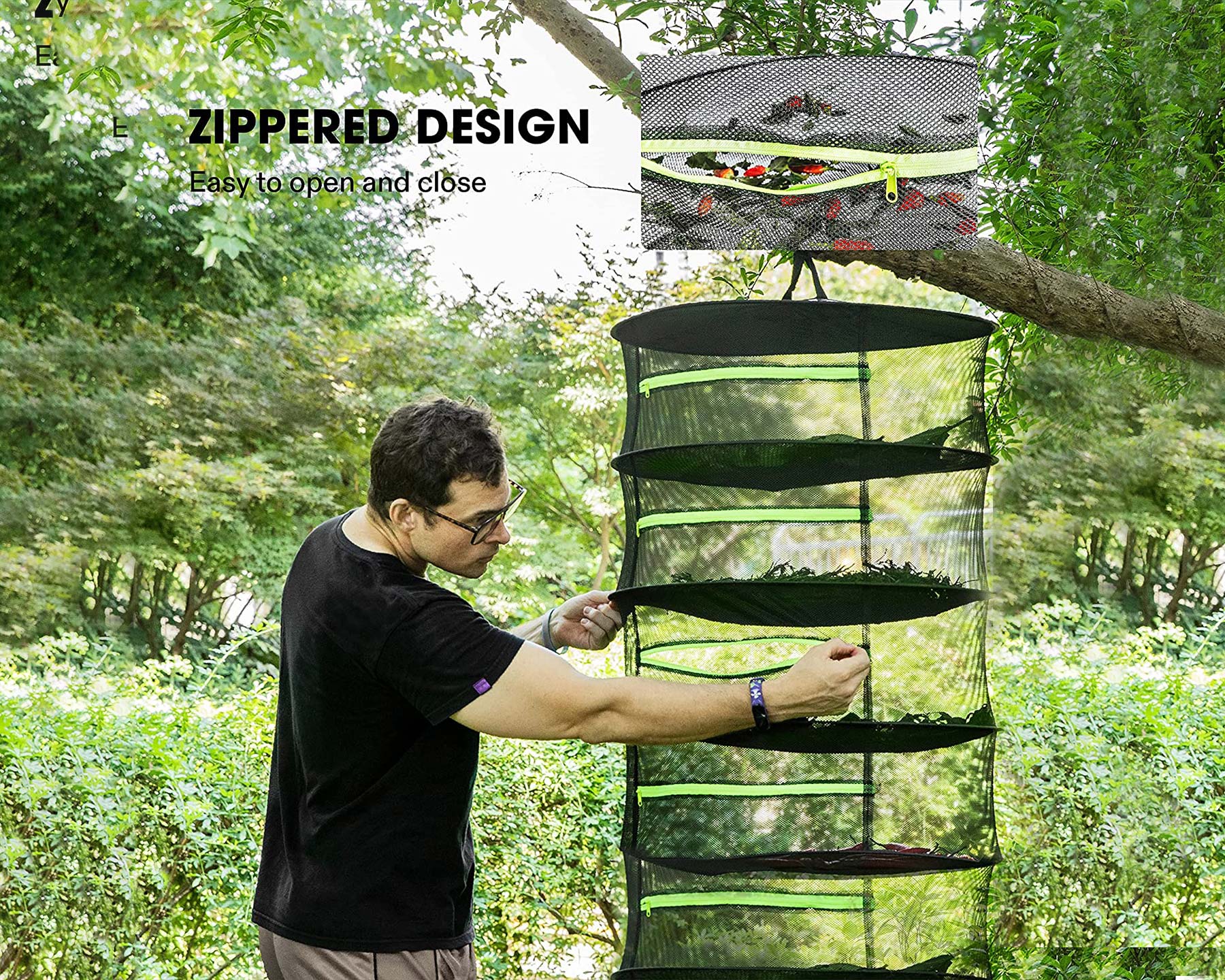 Herb Drying Rack - 6 layers - Durable zips on each layer